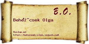 Behácsek Olga névjegykártya